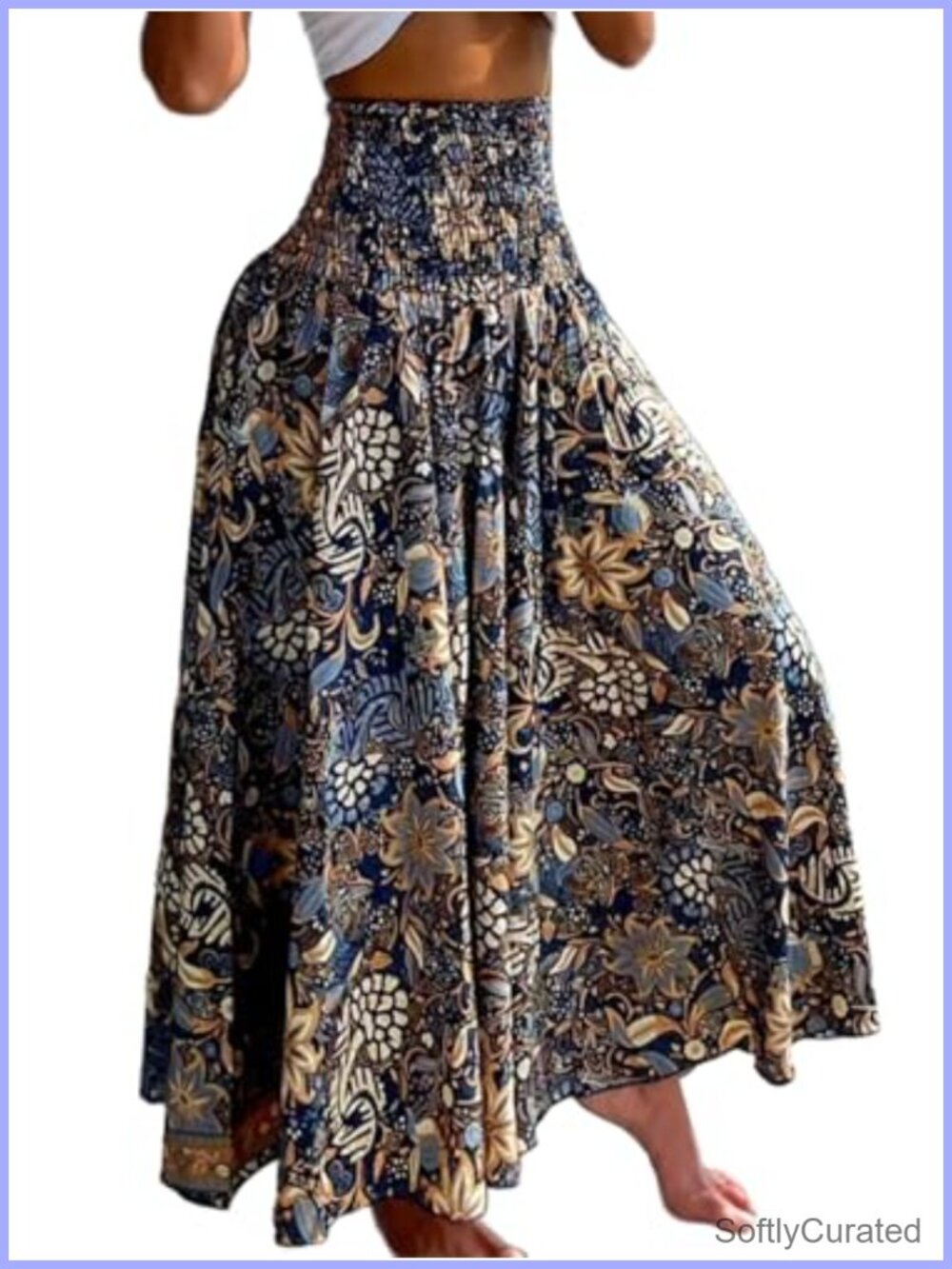 Boho Wide Leg Palazzo Pants High Waisted Floral Summer Beach Vacation